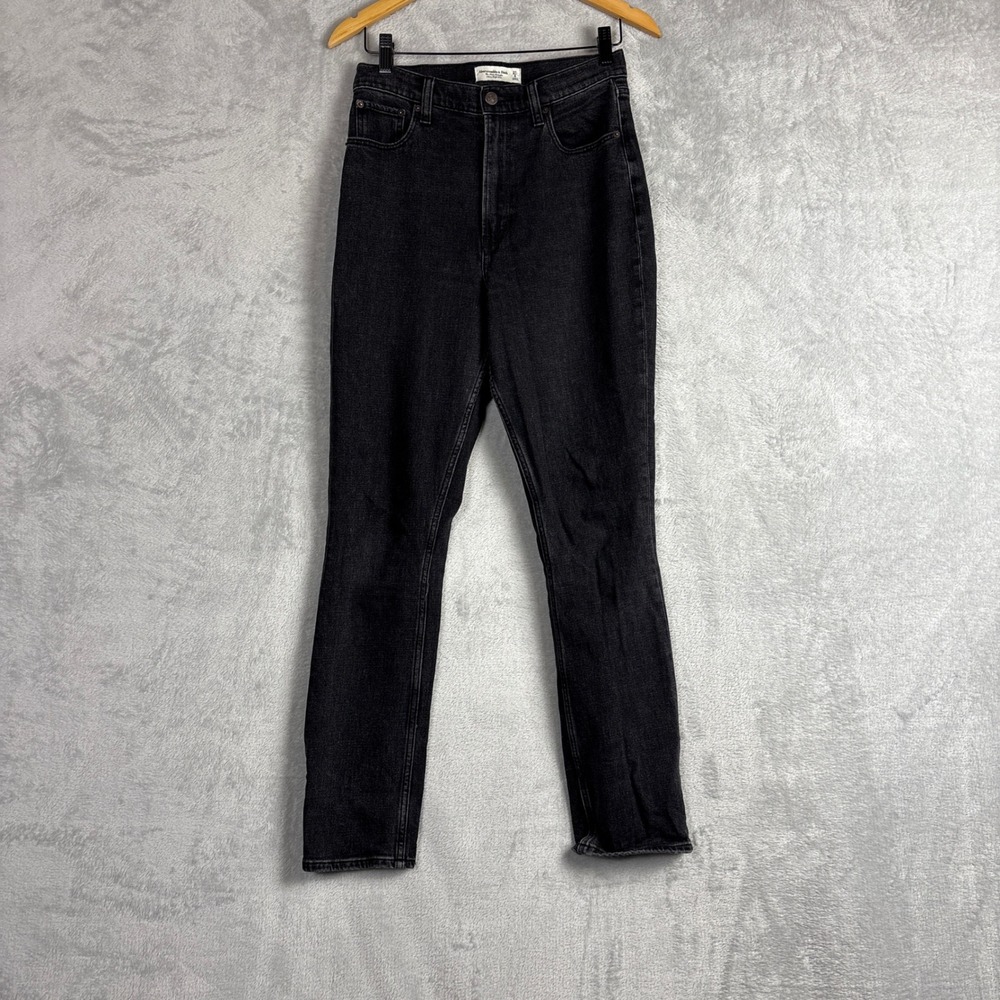 Abercrombie & Fitch Curve Love Slim‎ Straight Ultra High Rise Black Jeans 27/4